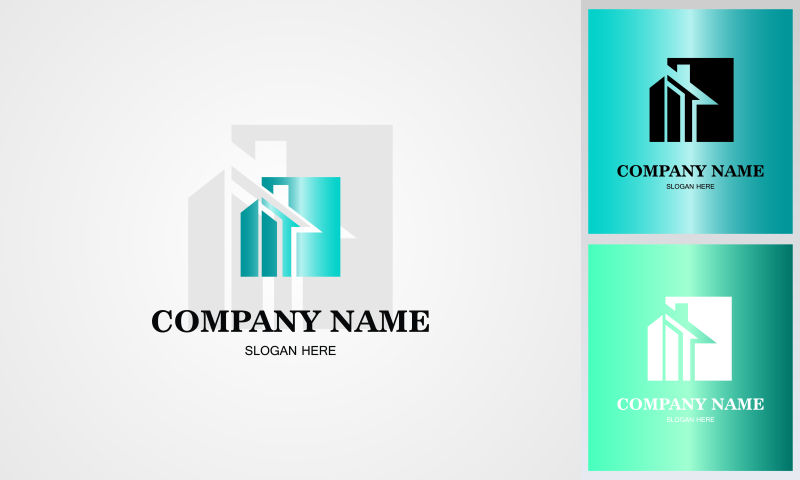 绿色正方形房屋标志矢量