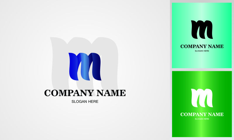蓝色字母m标志矢量