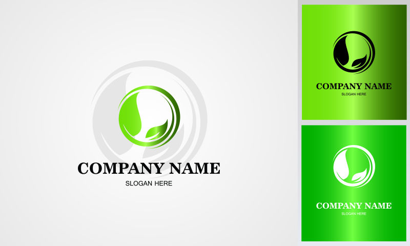 球形内的树叶标志矢量