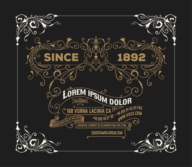 抽象矢量复古装饰标签设计