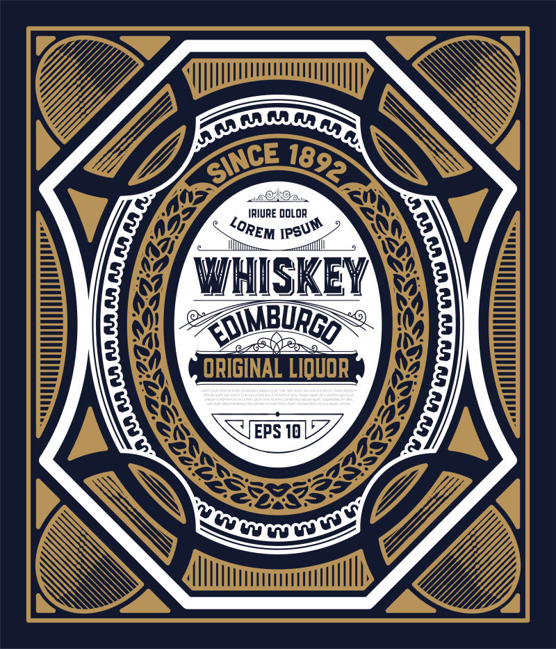 抽象矢量复古威士忌标签设计
