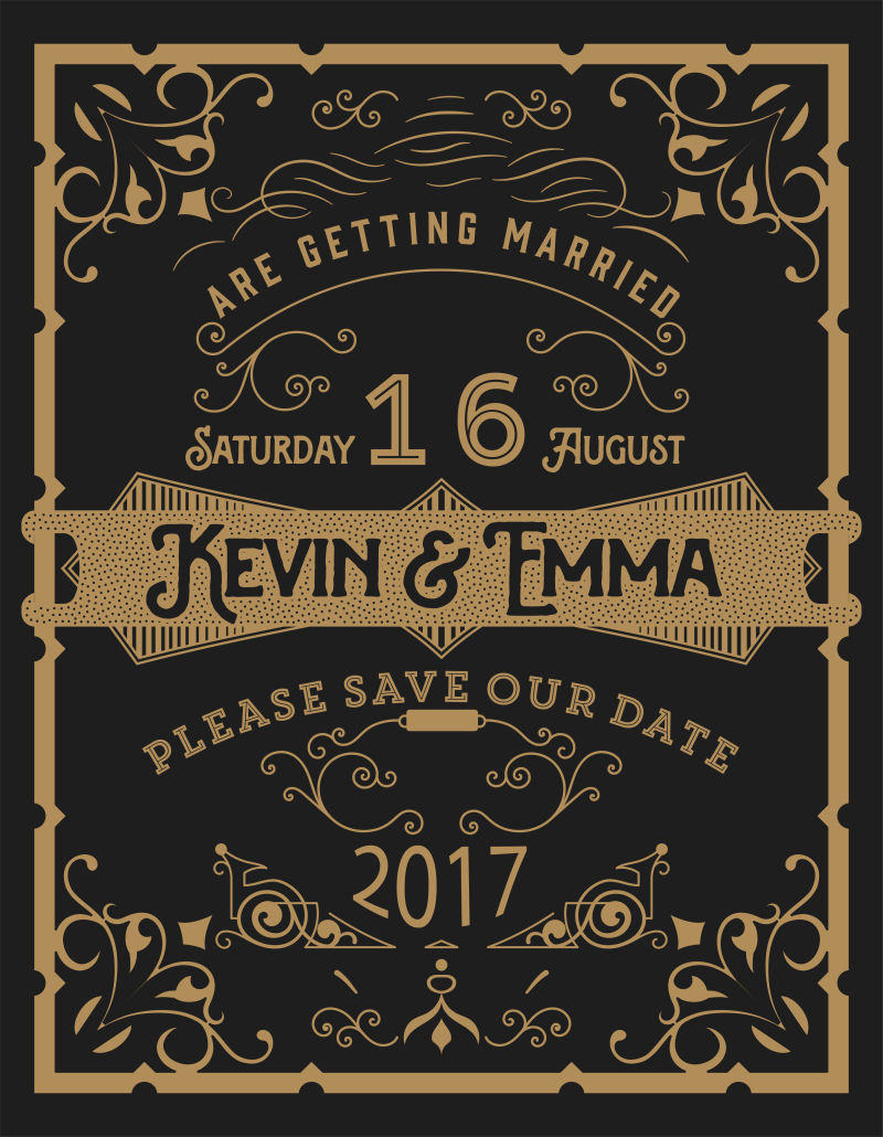 抽象矢量金色华丽创意请帖设计