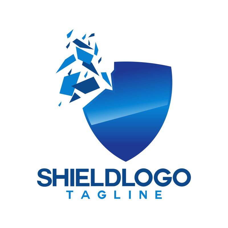 破碎的盾牌logo设计矢量