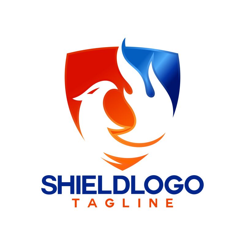 红蓝色盾牌标志矢量