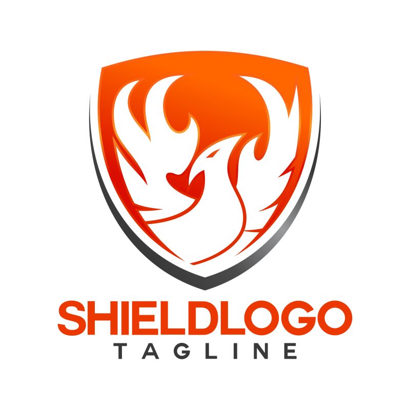 创意火鸟盾牌logo设计矢量