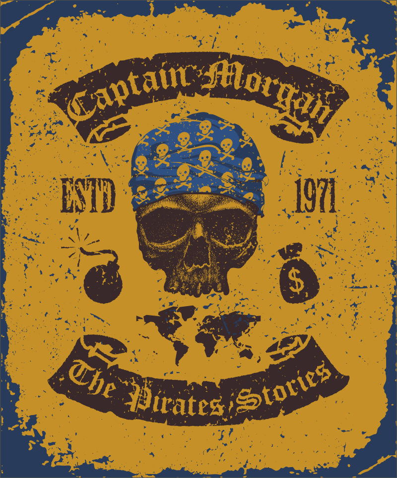 带着头巾的头骨矢量插图