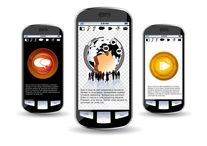 三个智能手机矢量图