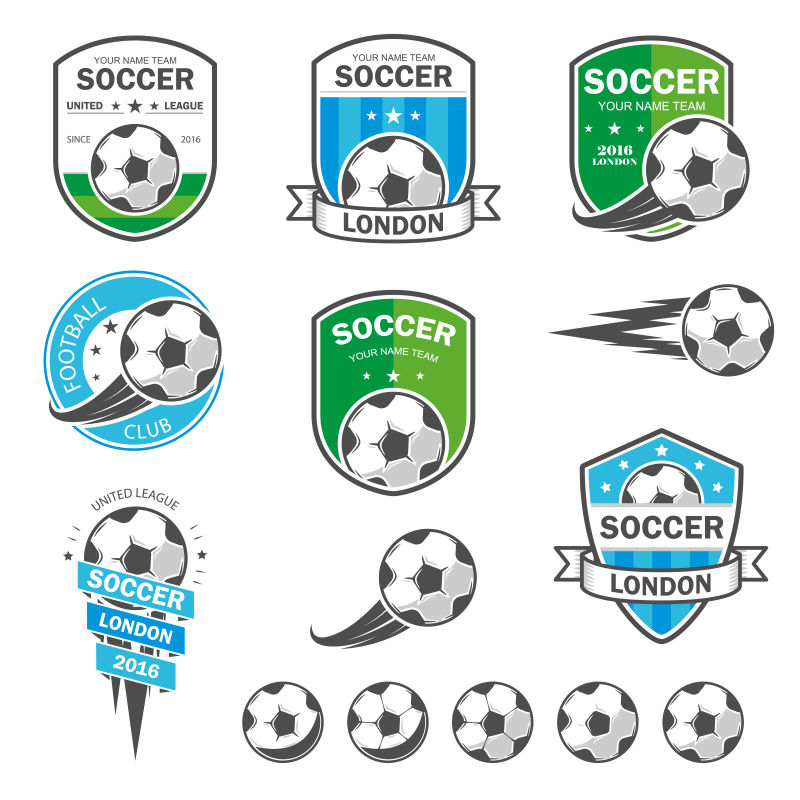 抽象足球比赛概念矢量标志设计
