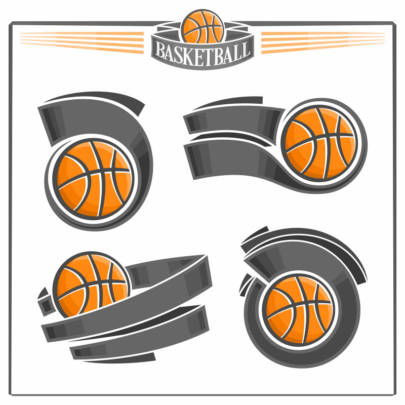 抽象矢量篮球概念标志设计