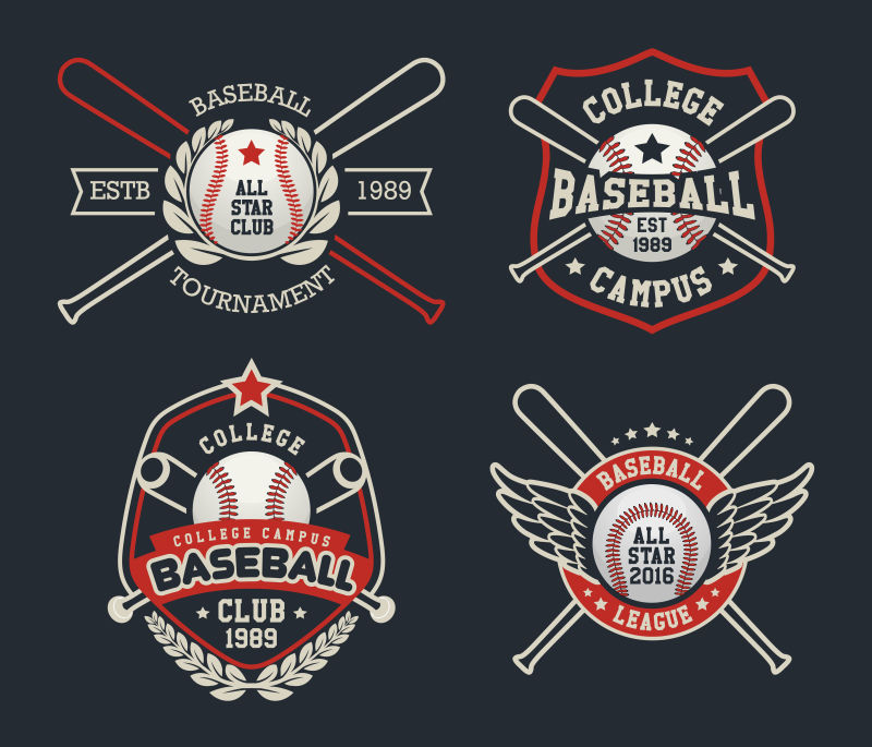 创意矢量棒球相关标志设计