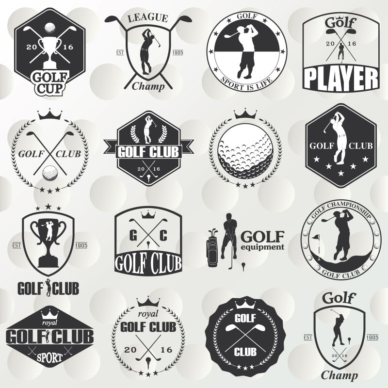 抽象矢量高尔夫运动概念的标志设计