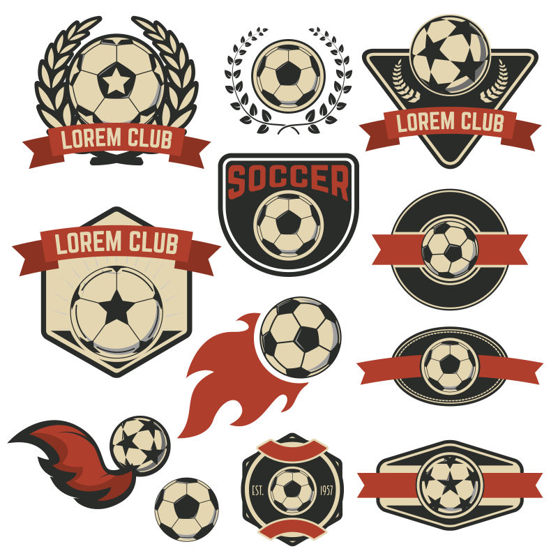 矢量抽象复古足球标志设计