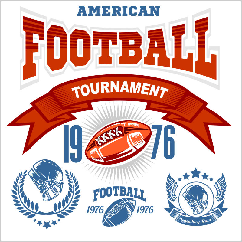 美式足球创意标志设计矢量