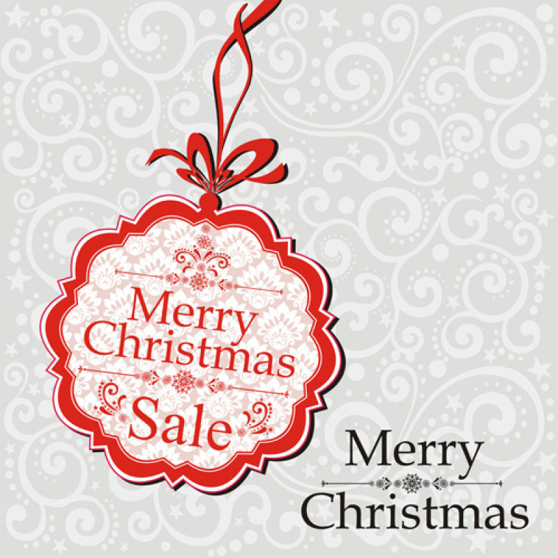 精美的圣诞销售标签设计矢量插图