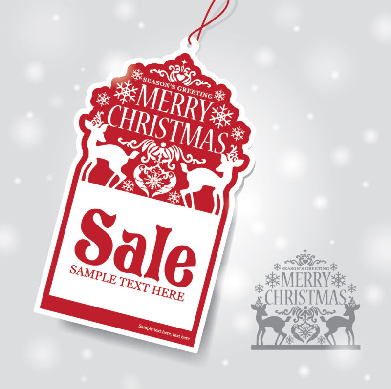 精致的圣诞销售标签设计矢量插图