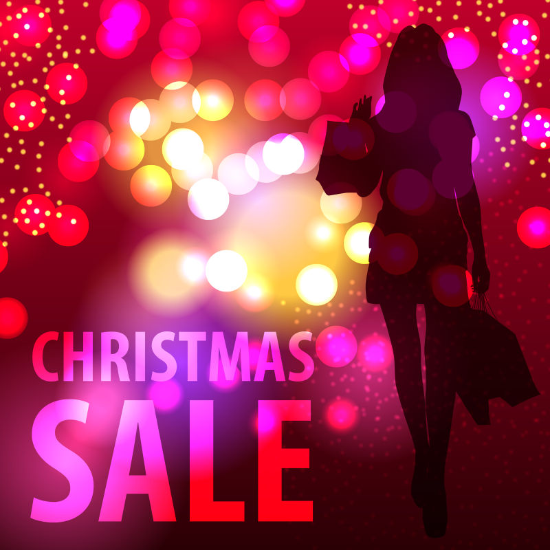 闪亮的圣诞节销售海报设计矢量插图