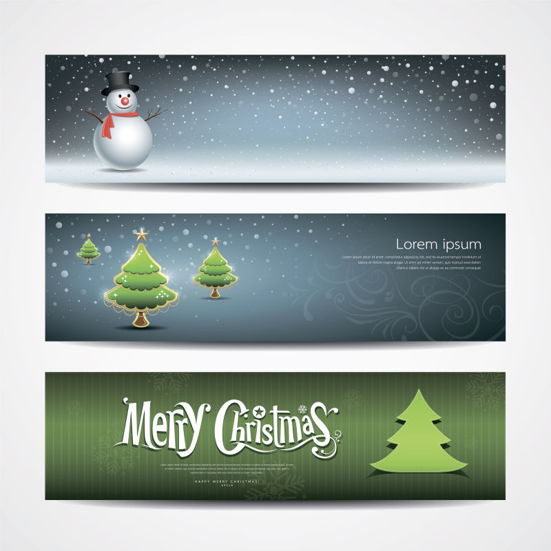 不同风格的圣诞横幅矢量图
