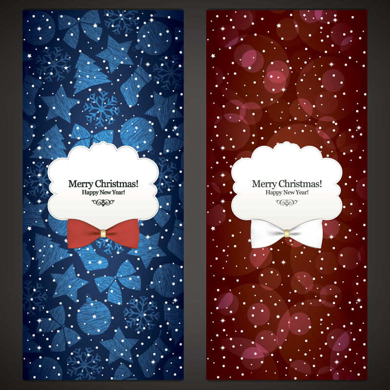 红色和蓝色的圣诞节贺卡矢量图