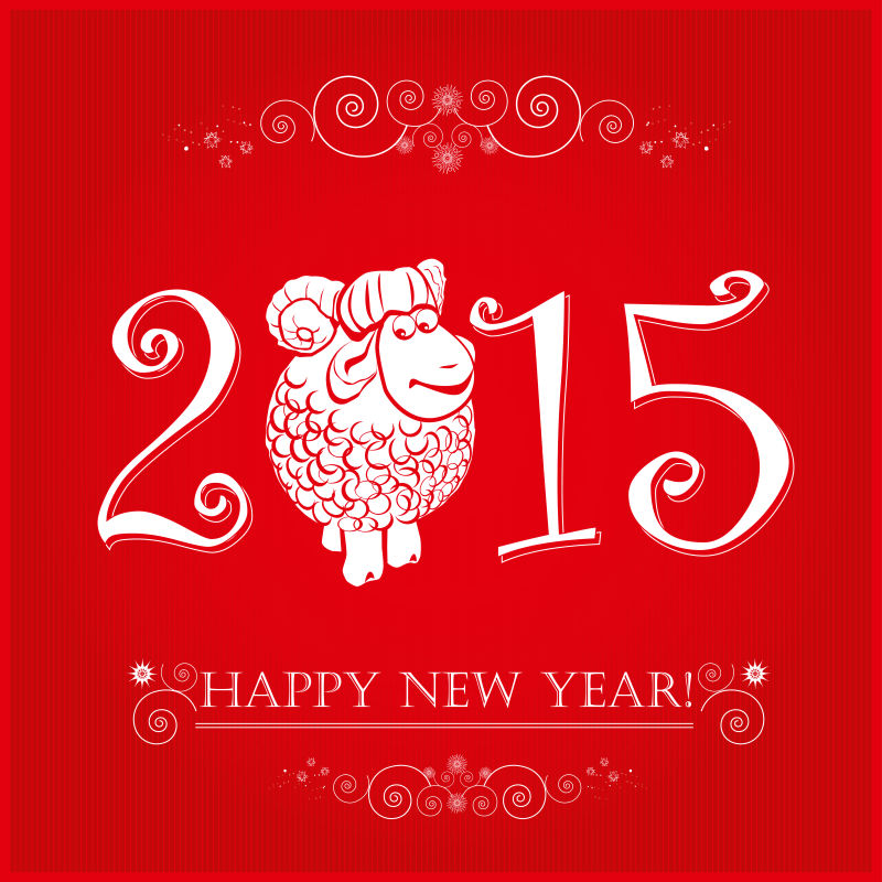 中国符号矢量山羊2015年插图设计