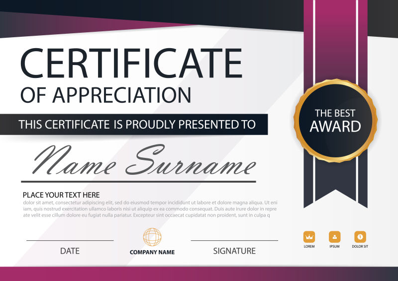 创意证书样式矢量设计