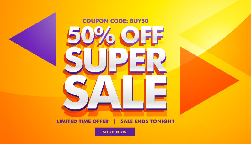 矢量几何风格销售折扣海报设计