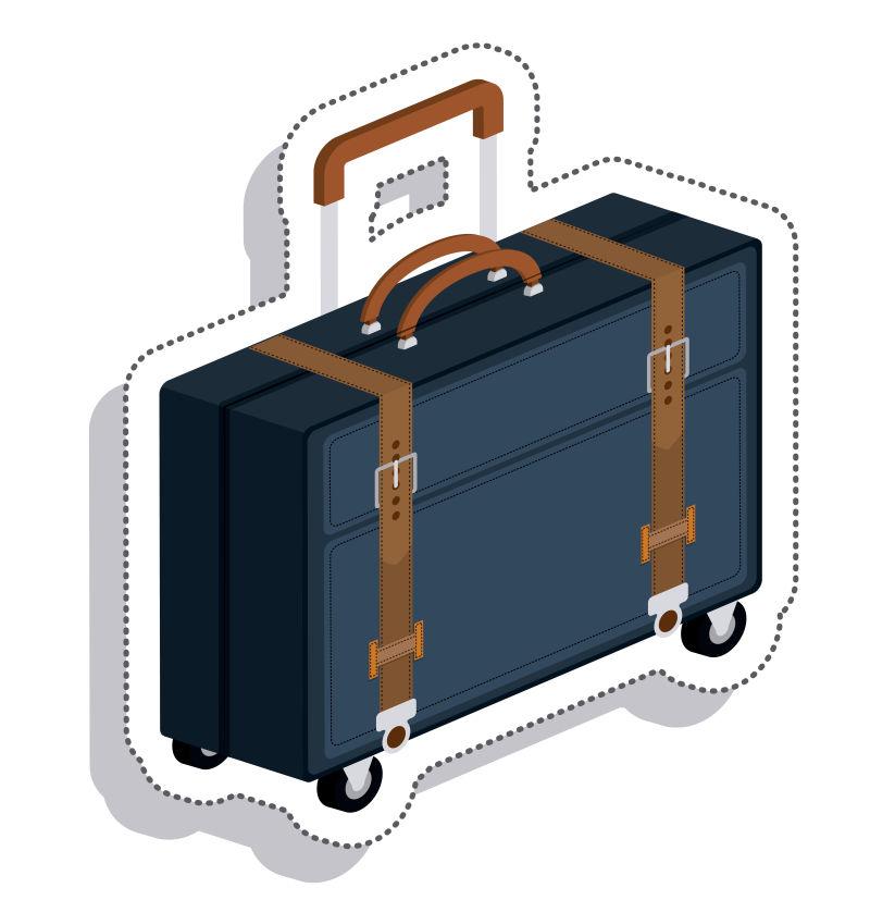  蓝色行李箱设计矢量