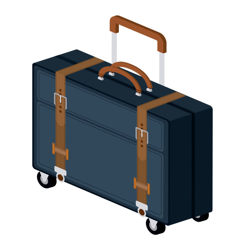 蓝色旅行箱设计矢量