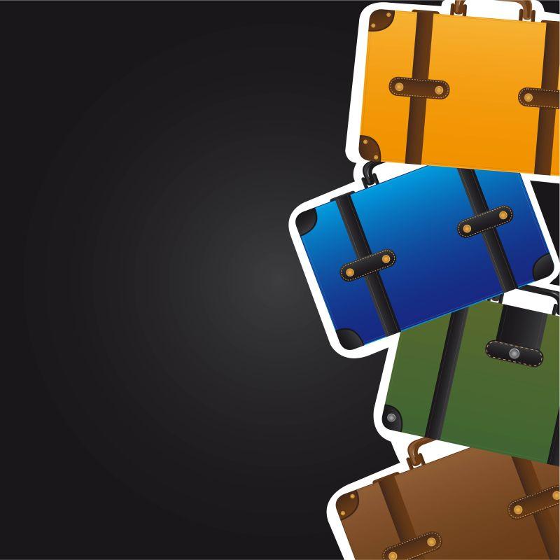 不同颜色相同款式行李箱设计矢量