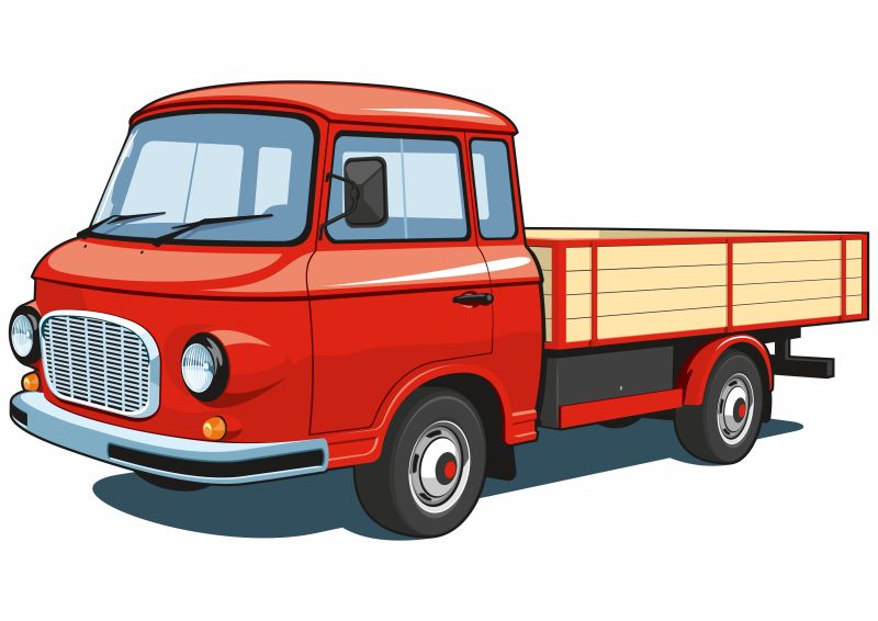 矢量红色小输送和货运卡车