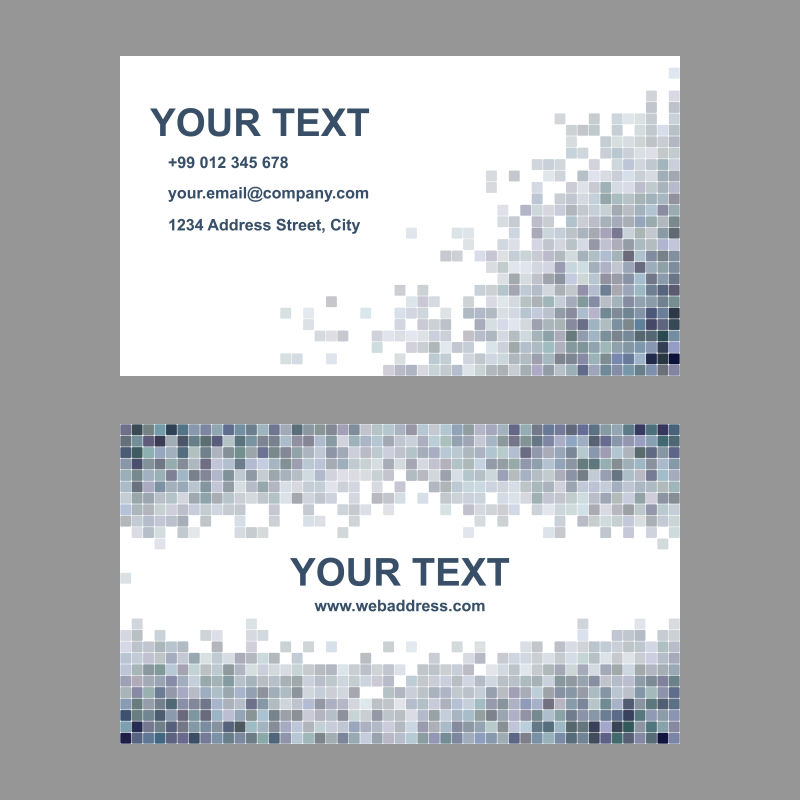 矢量灰白色马赛克名片设计