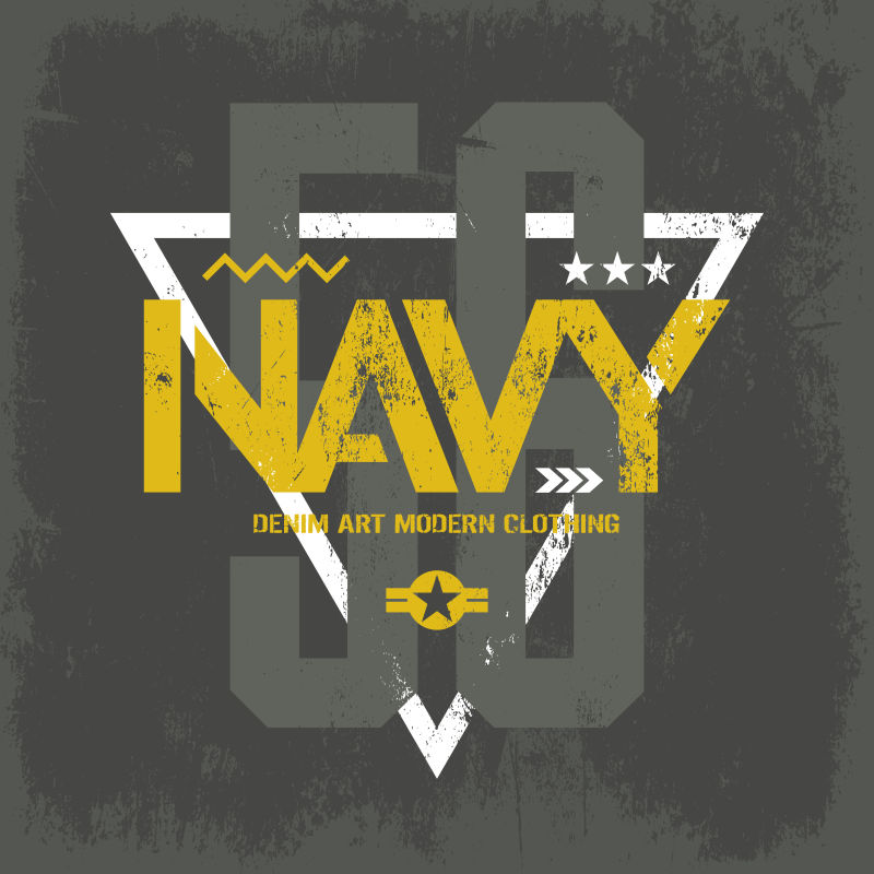 现代美国海军T恤图案设计矢量图