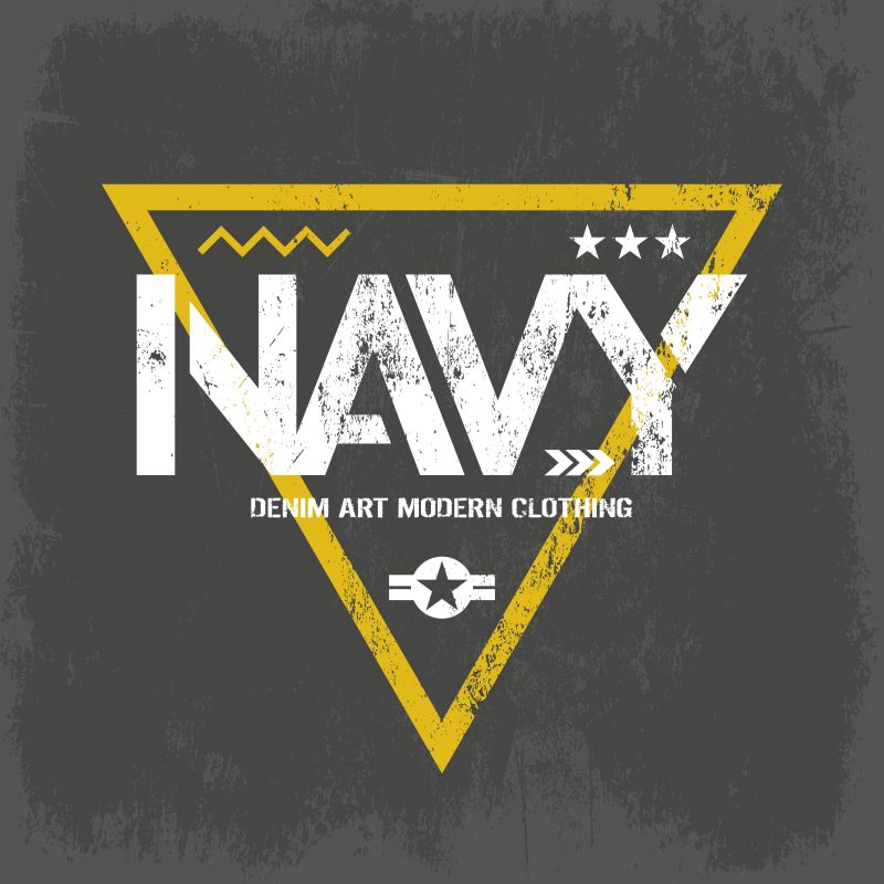 现代美国海军T恤标识设计矢量图