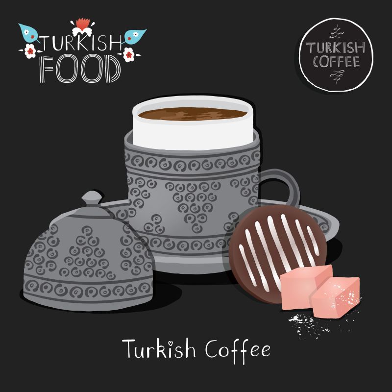 土耳其特色咖啡矢量插图