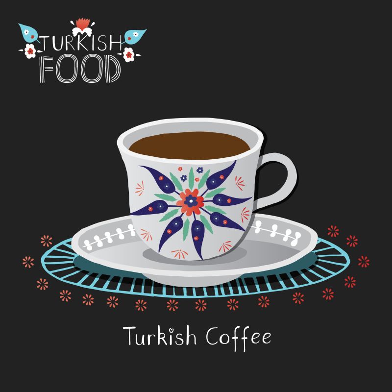 矢量的土耳其咖啡
