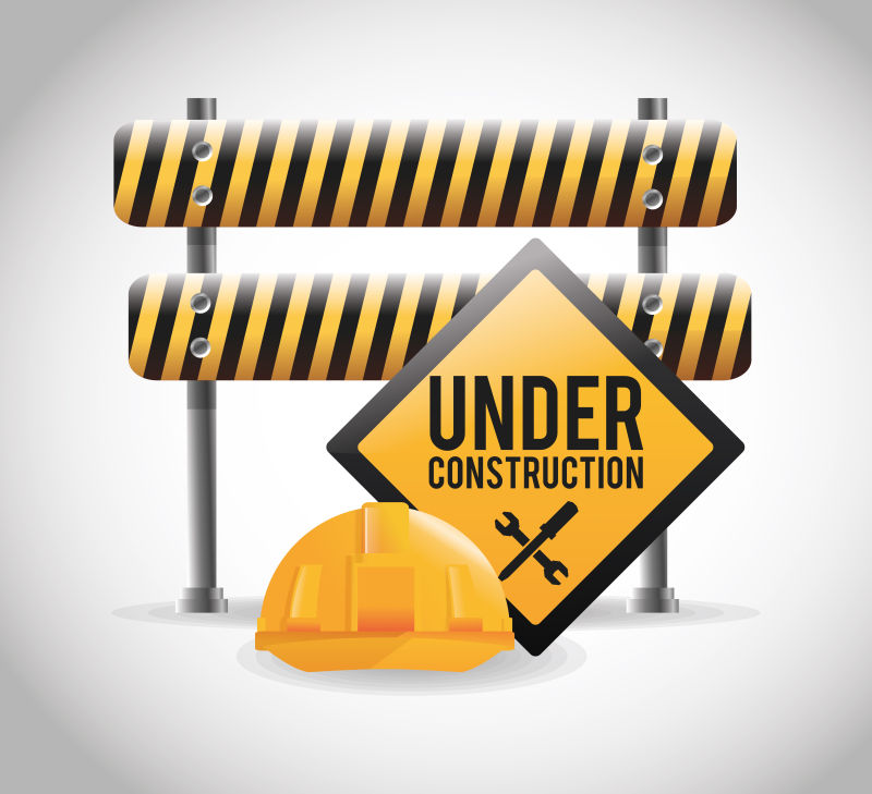 矢量正在施工和安全帽的图标设计