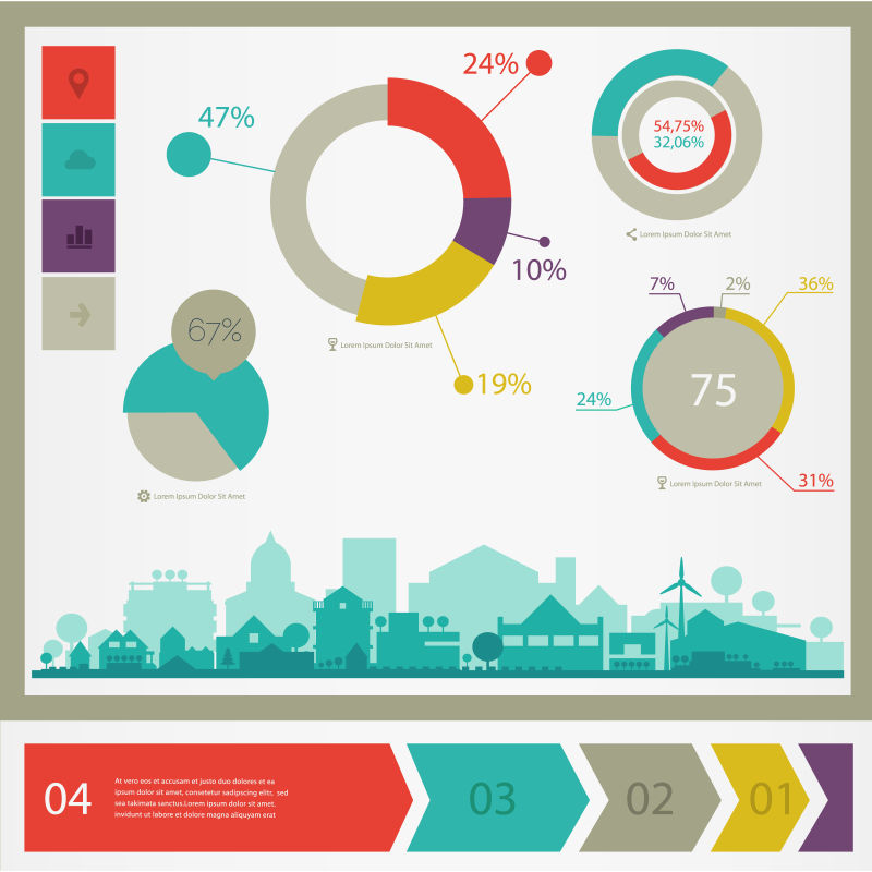 绿色生态城镇信息矢量图