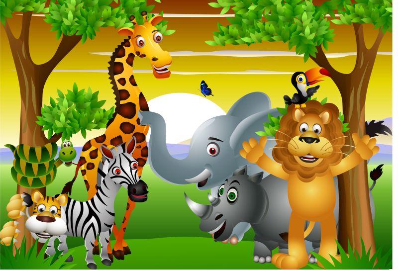 带空白标志的矢量非洲野生动物卡通