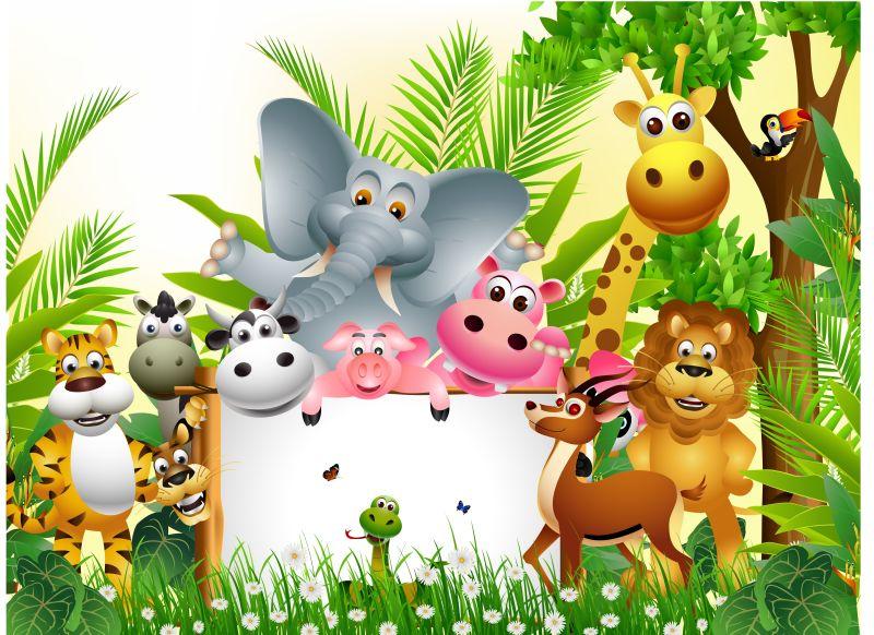 带空白标志的矢量滑稽动物卡通