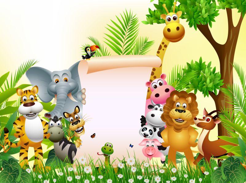 矢量滑稽非洲野生动物卡通