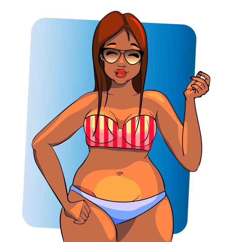 矢量身穿泳装的卡通人物