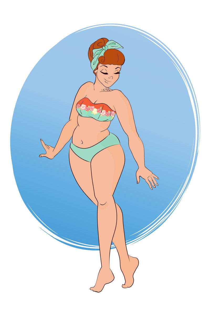 穿着比基尼的可爱女孩矢量