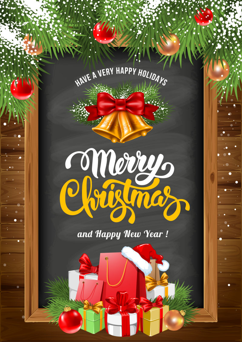 圣诞节黑板装饰矢量图