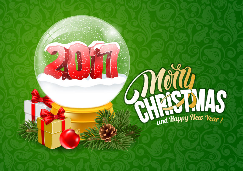 圣诞节玻璃圆球装饰矢量图