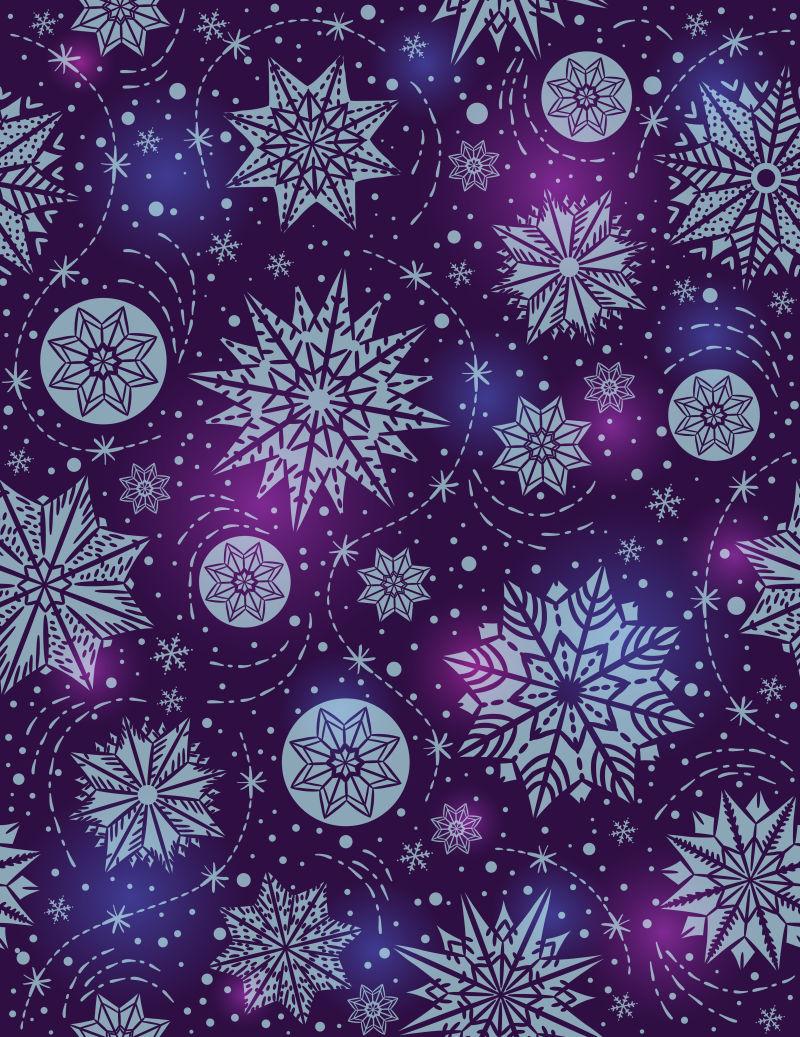 圣诞无缝雪花和星星图案背景矢量插图