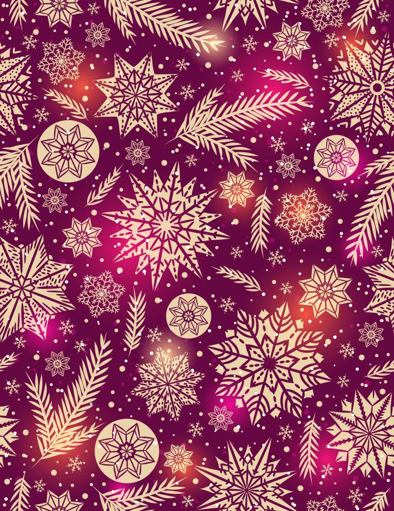 红色圣诞无缝雪花和星星图案背景