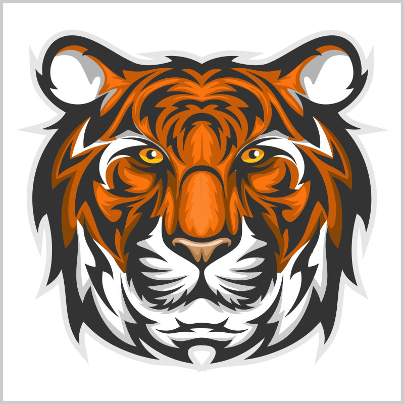 矢量抽象卡通老虎插图