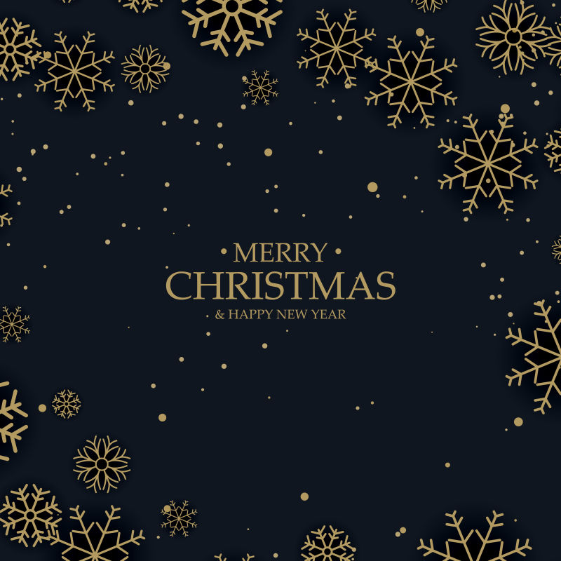 金色雪花装饰的圣诞贺卡矢量设计图