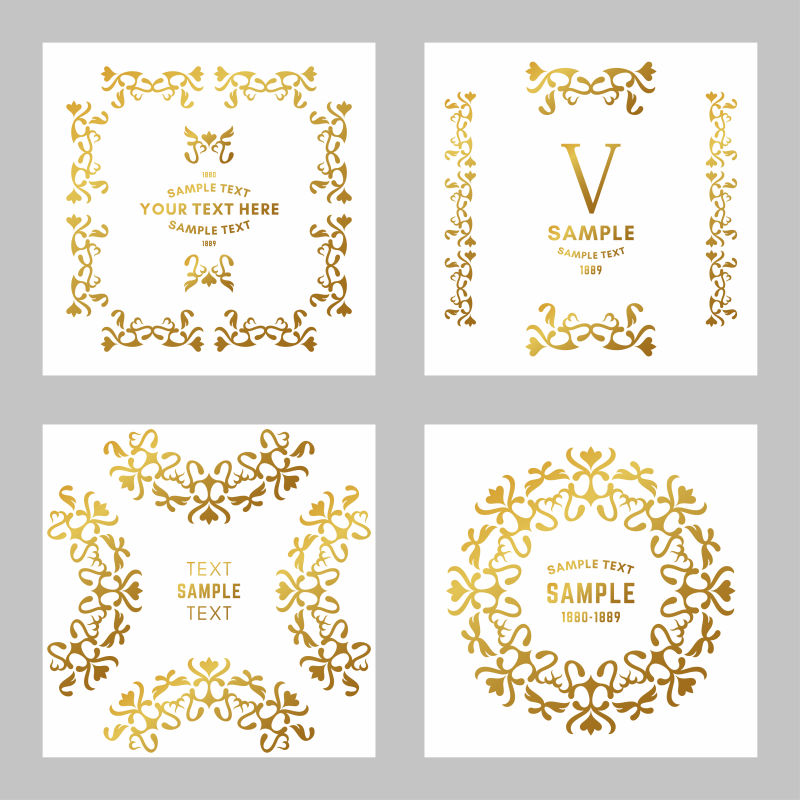 金色花卉花纹logo矢量