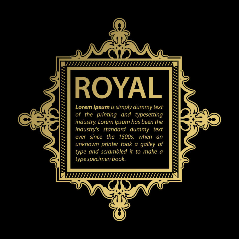 金色花纹边框logo设计矢量