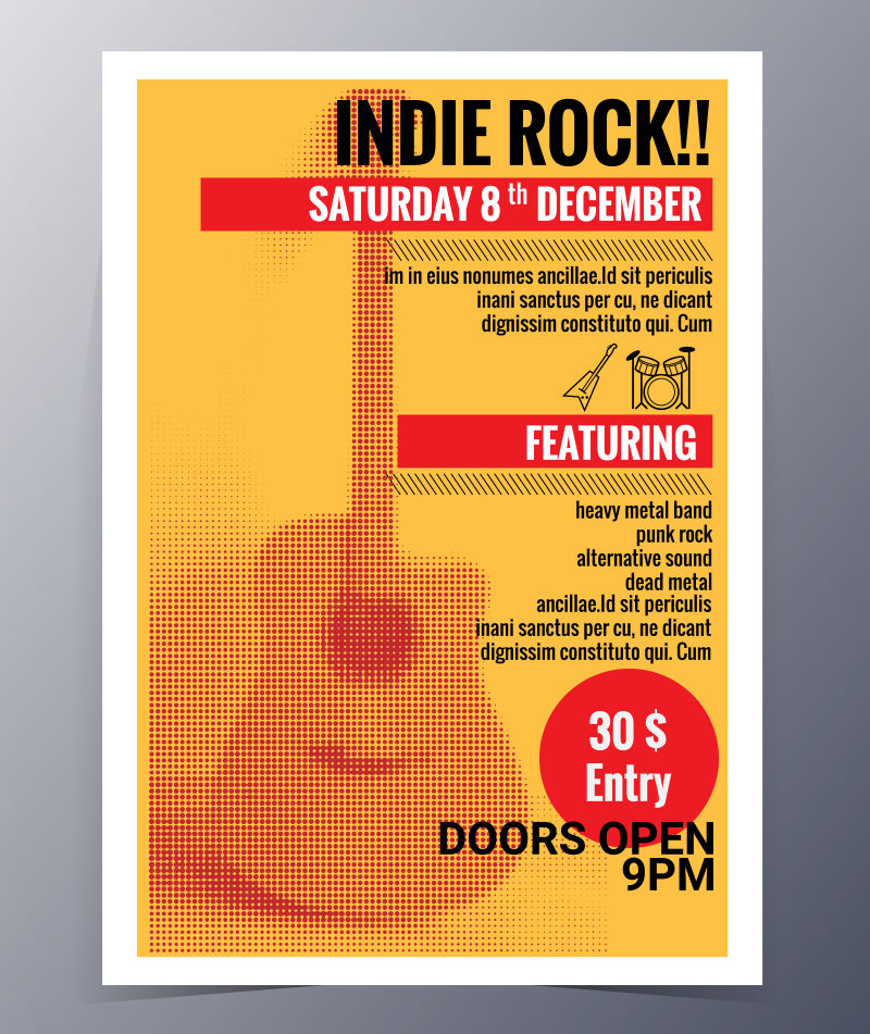 音乐会海报和音乐派对传单矢量